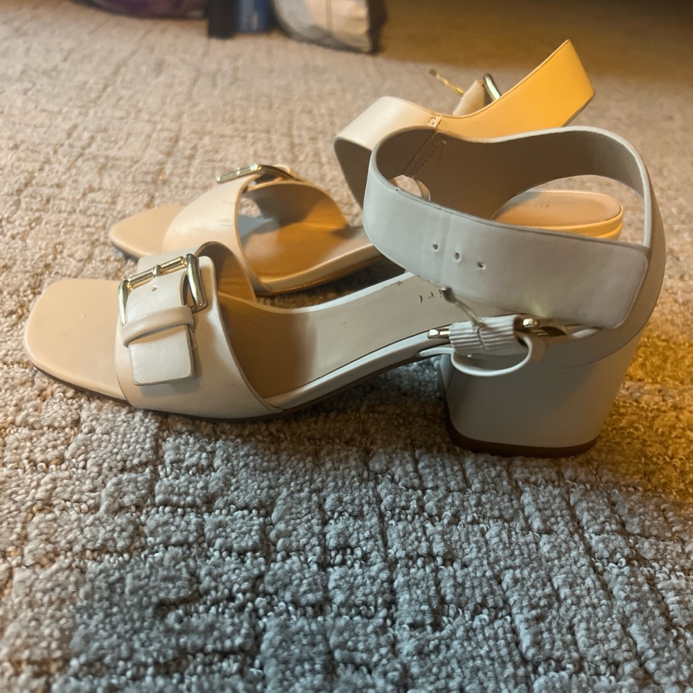 DSW Cream Block Heel Sandals